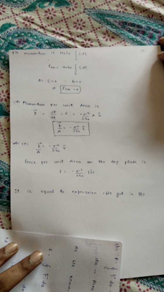 your Shinoorten anananan no SEM momentum is e Pems noko sat AS S=0 . Bro I ch Momentum per unit area is 다t force per unit Are