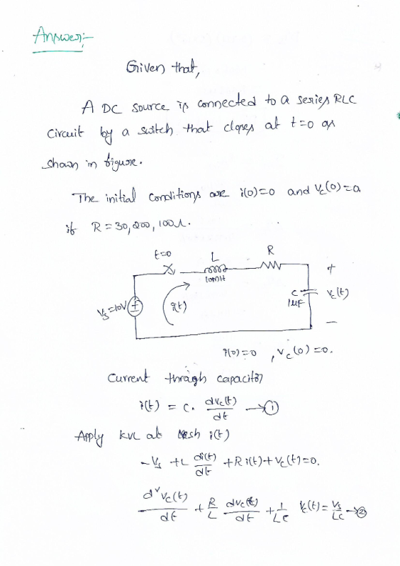 We Given A DC Source- 70 Cơnngcled to a sesiSARLC L. 匙) Current twagh caract d t