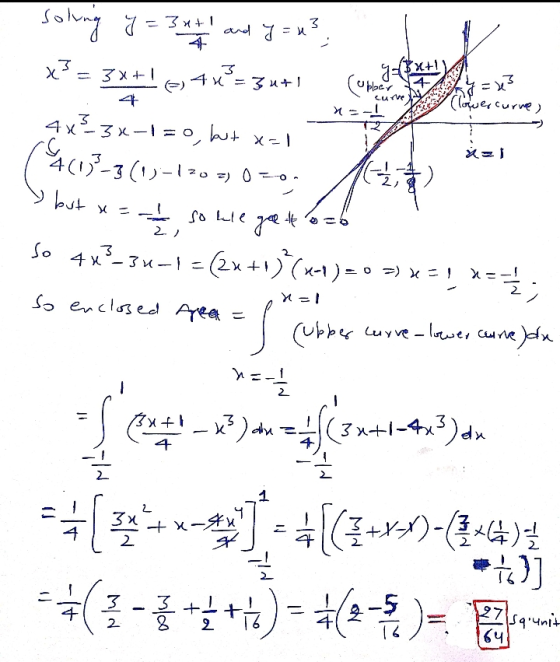 solving y = 3x11 and y = x3 = 3x+1) 41°= 34+1 x3 g=**) 4 = 23 4 opber x=-1 cuve (lower curve) 4x 3 X-1 (=/ sol -3x-1= 0, but