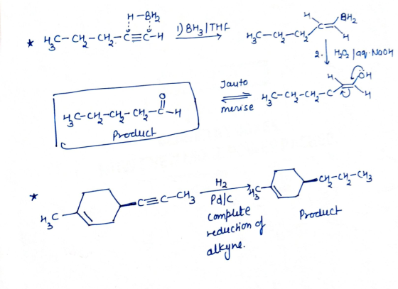H-BH2 *4c-c4-C4-=&BH;ITHE <=ch-cacao 2. | H₂O₂ laq Noon Jauto - 4 C-CH 2 -CH 2 -C merise 4 C-CH-CH-CH2-C-4 - Product H2 och-C