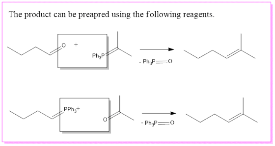 The product can be preapred using the following reagents. wowote wand Phi - Ph P =0 PPh3+ - PhP= 0
