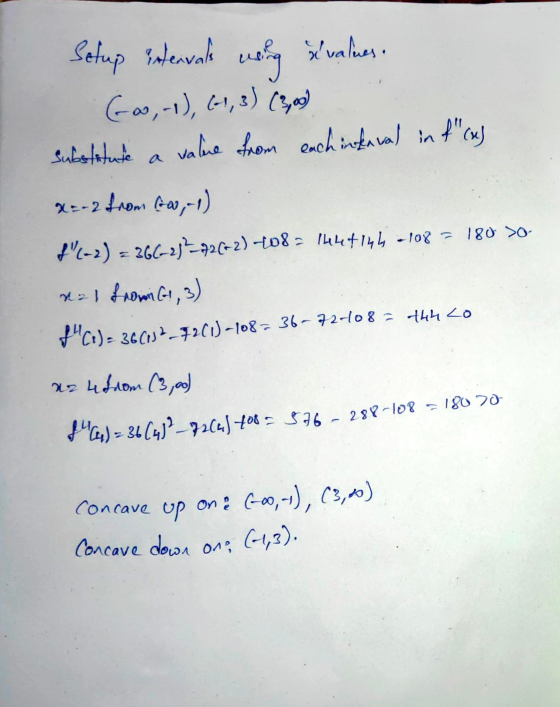 intervale ning ning svalues, Setup intervall (- 0,-1), (1, 3) (3,00) substitute value from eachintaval int ou x=-2 from 0,-