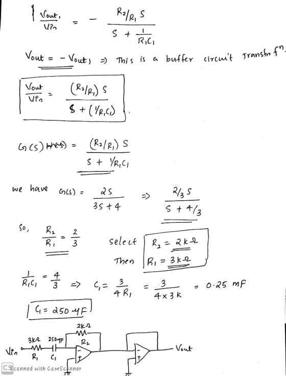 a buffer circuit Transforf. I lout, R2/RS = V? st RICI Vout= - Yout, - Vout) = This is Vout Vio (R2/R) $+(VR,C) GCS) bhas) (