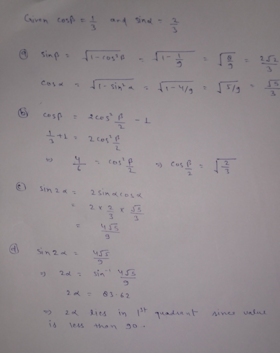 11-cos²ß Giren cosf = 1/3 and sind - 2 / 2 @ sing di-coste - - - - 252 cosa a disinta a di-ug = 151g - 5 6 cosß = 2005 B - -