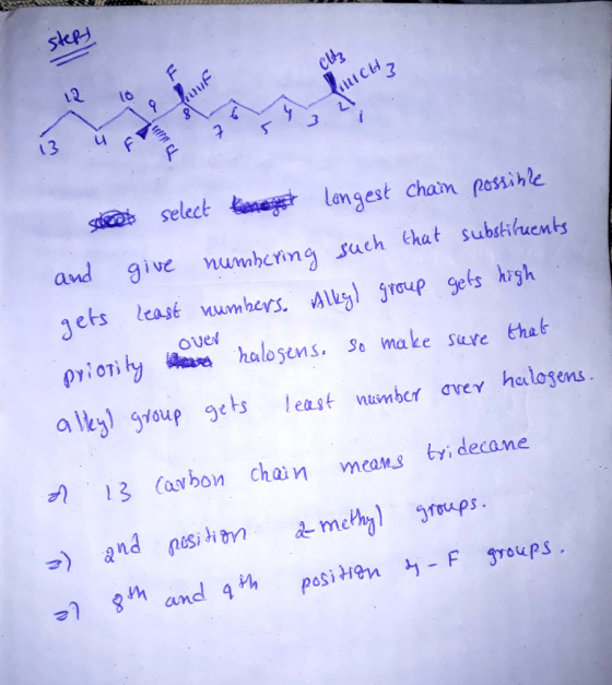 skpj 16 3 s select aaaget Lengest chan possihle and ive numbcring such that substihuents Jets least umbers. Alkyjroup gets hr