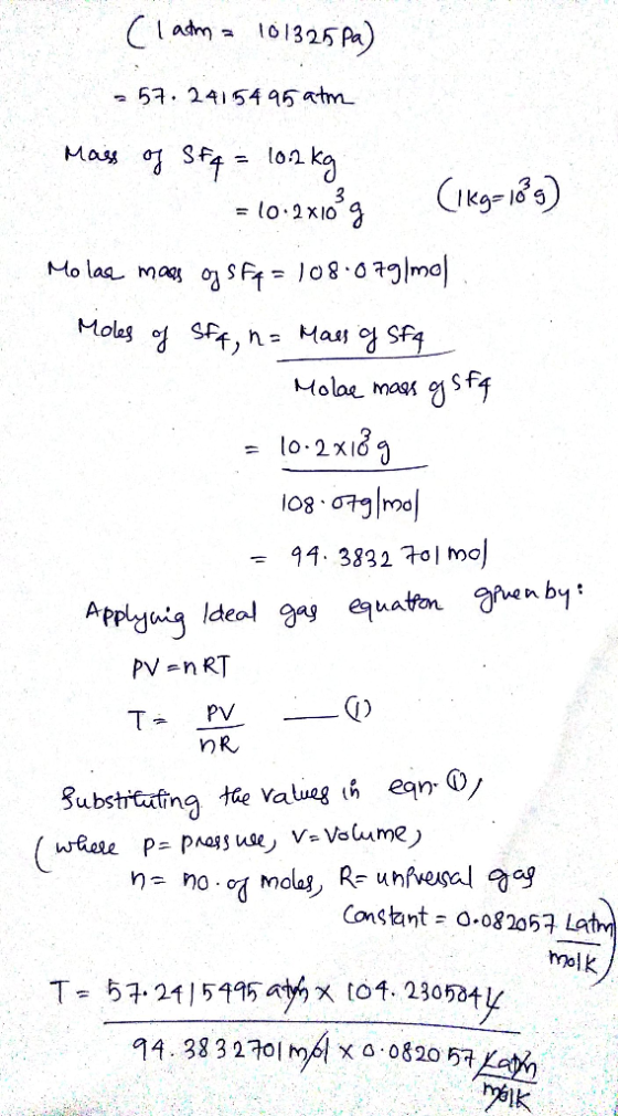 101325 P) Clam 5. 24154 95 atm Mas Stlo1 kg Mo laa ma 0SF108.0ma Molag of SFf, n- Mas SF Molae maas 1St lo-2x18 94. 3832 t01
