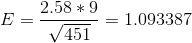 E = \frac{2.58*9}{\sqrt{451}}=1.093387