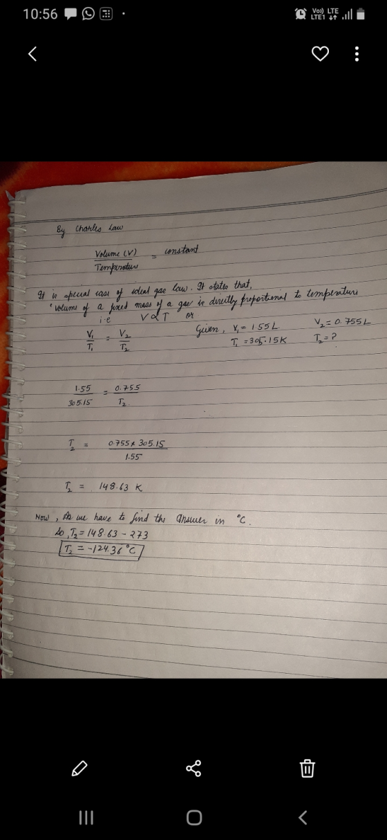 10:56 9 . @ yahoo Full ♡ : By Charles Law Volume (V) constant Temperature It is special case of ideal que law. It states that