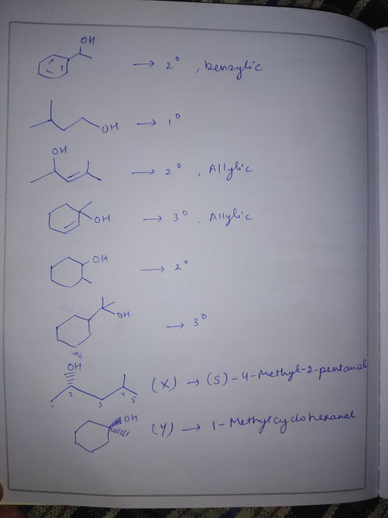 ol 0 benzylic 애 ON Allylic 1 Xoh - 30. Allylic 애 2 би 애 (x) (s)-4-Methyl-2-pentanal 4 OH (Y) - - 1- Methylcy do hexanal