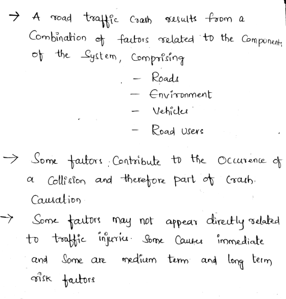 * A road traffic coash results from a Combination of factors related to the Componente of the System Comprising .. - Roads En