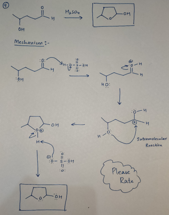 O H₂SO4 -On OH Mechanism :- s-oh :01 HO ö-H OH H HO HE Iutramolecular Reaction 0 O S-0H lo: Please Rate
