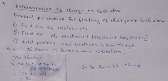 Determination ok eharge on each atom heneral proeedure for tinding of ehas ge on each aom- O find no. ob protons (t) 6 Find n