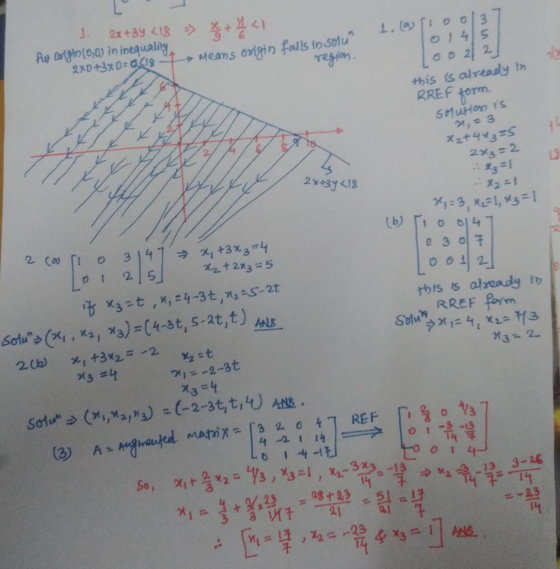 1. 2x+34 218 => Put dolgin (0,0) in inequality, 2x+3x0=QC18 → Means origin falls in solu region. 1. (a) rool3 0145 0 2 2 thi