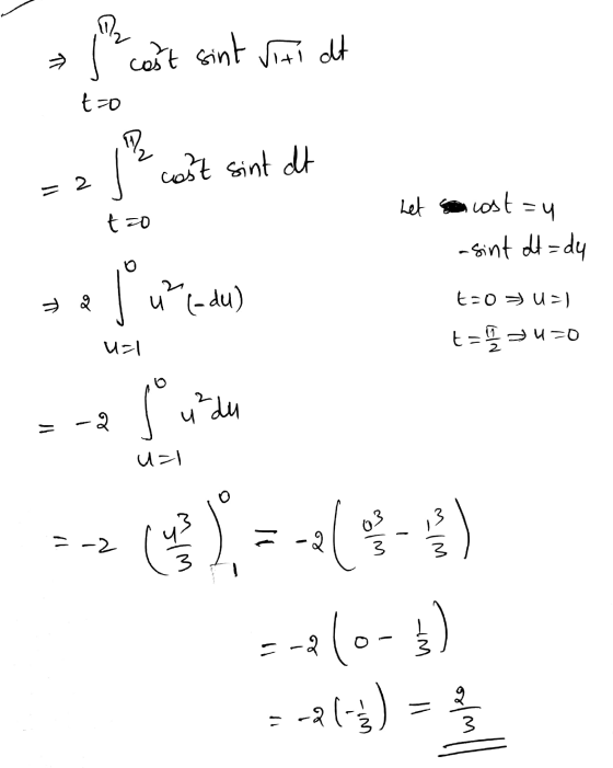 /h cost sint Viti dt to =z cest cont det het 1 tao cost=y -sint ot=dy t=0 → U =) t= ==0 UFL 니의 u=1 = - 2 2-2 (0-1) 520-3) = f