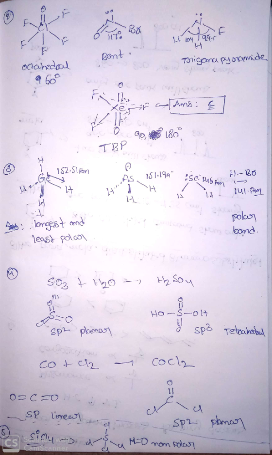 Bent Toligana pyooide Octahedoal FIL 180 TBP 52.SI PaM H-130 51-19A 1-1 polaoy bond Alongest ond least poloo 2 50M S03 t20 HO