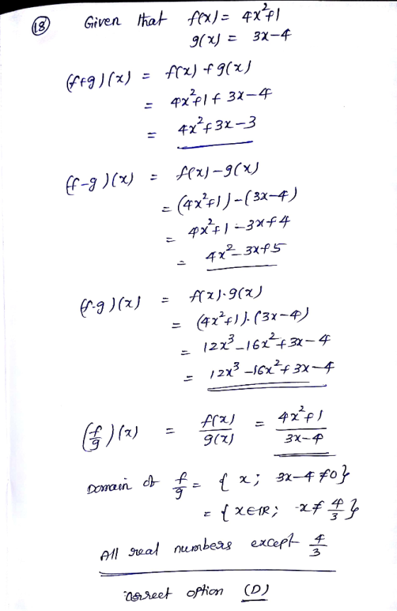 Given that fX)= 4x*p} (x)(6) 4x f 3-4 2 4xf3x-3 (ax*I(3x-4) 4 35 ATzJ.9( 4x*1(3x-4 12-16 2x3 -1cxfx4 3X-4 3x-4 Doman d {xeIR