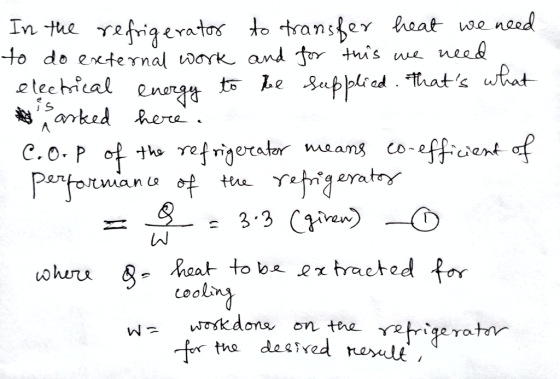 In the refrigerator to transfer heat we need to do external work and for this we need electrical energy to the supplied. That