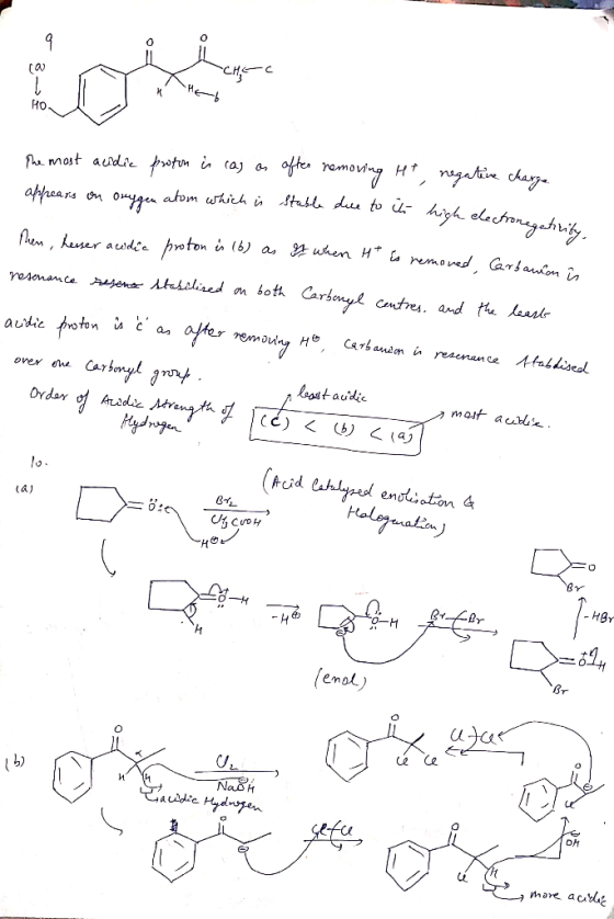 lectronegativity, The most acidic proton is cas os after removing Ht, negative charge appears on orggen atom which is stable