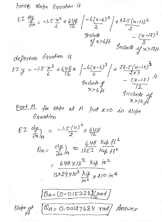 hence lope Equaton i EI dy -.S X+6y8/-6(x-6) R25(x-122 (х -13)3 Fncludi x7ft nctuc 3 deflechein Cquatum i 648x 2.501-1232 2X3