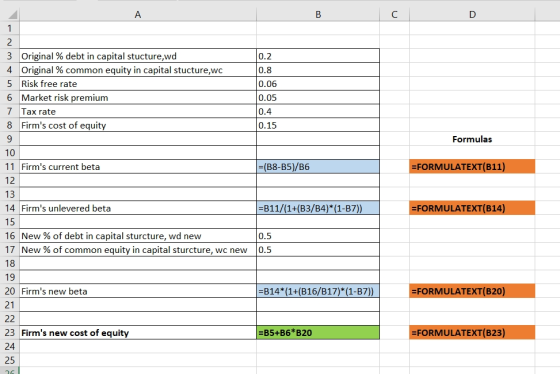 3 Original % debt in capital stucture,wd 4 Original % common equity in capital stucture, wc 5 Risk free rate 6 Market risk pr