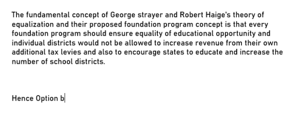 The fundamental concept of George strayer and Robert Haiges theory of equalization and their proposed foundation program con