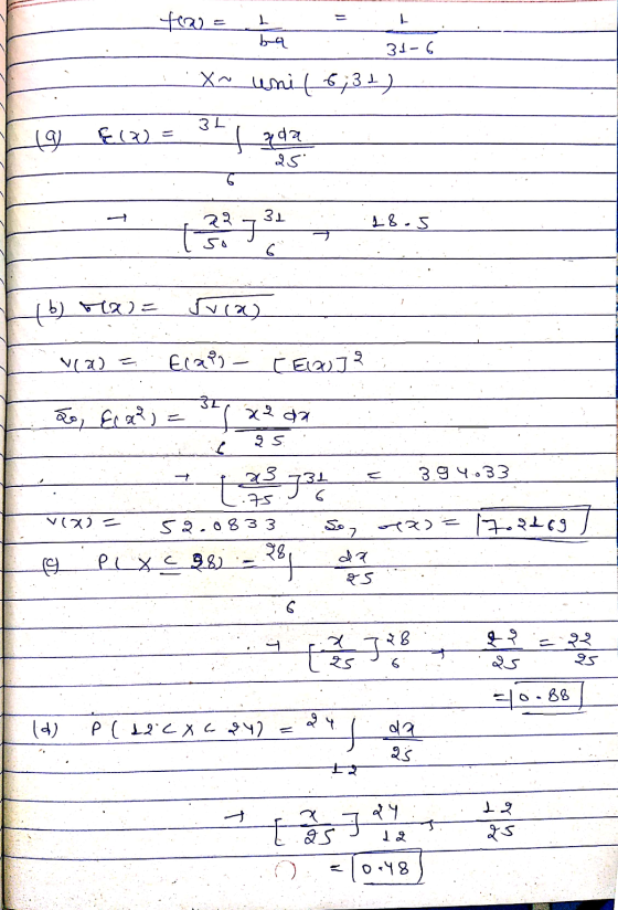 ___fea) = __ _x. luni ( 6;31) ६(५) = 3 4 | b) stx) = (2) v(a) = EN) - Ex)२ s, ExR) = ( ३ कर । 25 __ 23731 3g५.33 .751 २) = [7