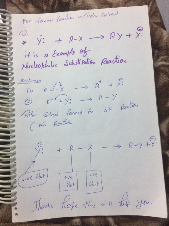 in Polar Solvent Most favored Reaction RY+X * ý: + R-X it is a Example of Nucleophilie substitution Reaction mechanism co R t