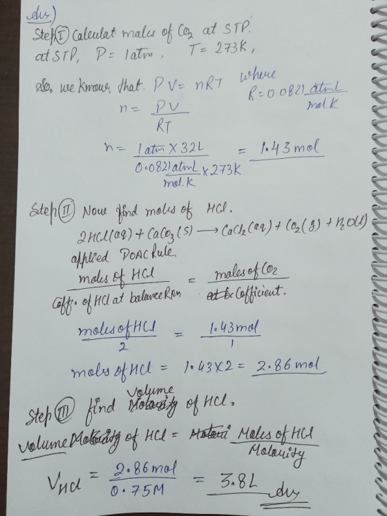 du) R = 0.0821 atml malk Steko Caleulat males of Ceny at STP. at STP, Pelaton, T = 273K, as we known that. PV=nRT where n= PV
