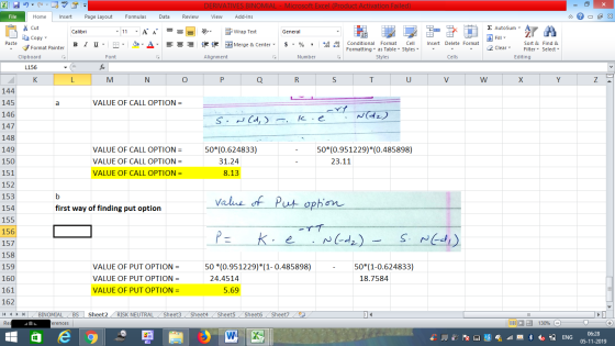 DERIVATIVES BINOMIAL - Microsoft Excel (Product Activation Failed) View Add-Ins - 2x Dr General Wrap Text Merge Merge & Cente