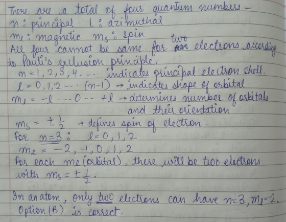 There are a total of four quantum numbers - n & principal tå azimuthal me magnetic ms a spin two All four cannot be same for