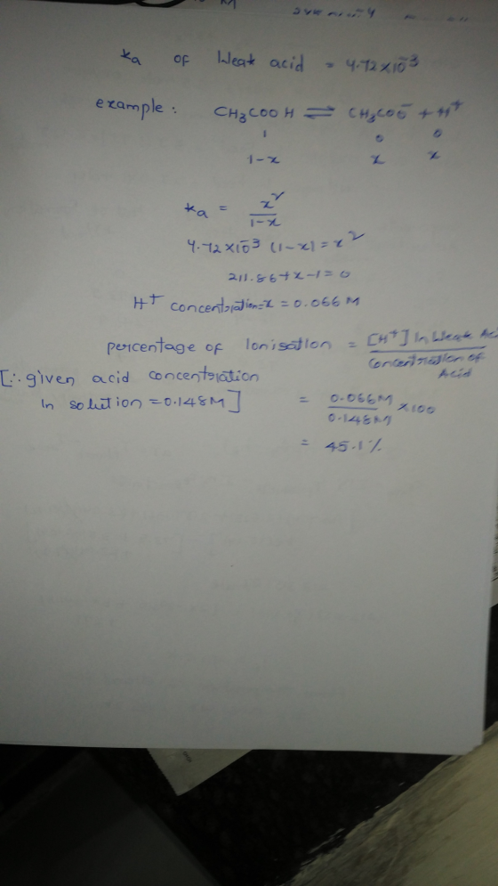 am ple 1-χ au 1-7 CH Jn Lieet A pericentage of Ion isaticn 뇌 Acid .given acid oncentsiation 45-1 %