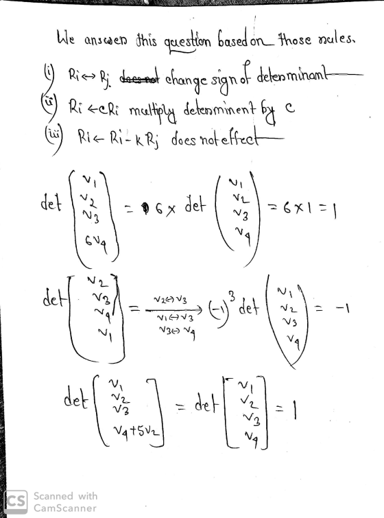 We answen this question based on those rules. Rice Rj. document change sign of delen minant Ritchi multiply determinent by c