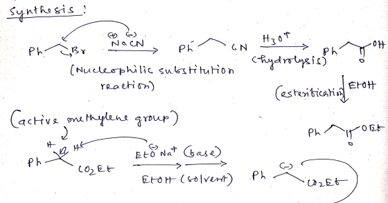 Synthesis ? NacN на от GN Phi ph Br OH Ph Chydrolysis) (Nucleophilic substitution reaction) Erot (esteriticating to Cactive o