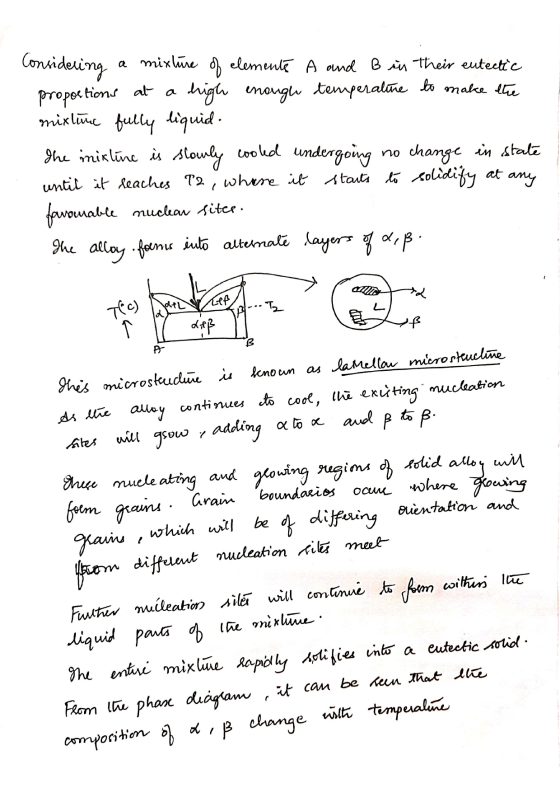 proportions at a no Considering a mixture of elements A and B in their eutectic high enough temperature to make the mixture f