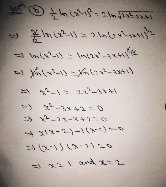 som n (22=132 = 2 m 0222-3341 Z ln (x²-1) = 21m (2x2-3x4132 In (x2-1) = ln (2x2-3x4157 a fn(x2-1) = Xm (2x²-3x+1) - 0²-1= 2x²