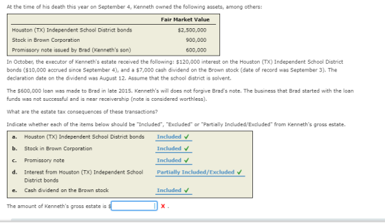At the time of his death this year on September 4, Kenneth owned the following assets, among others: Houston (TX) Independent