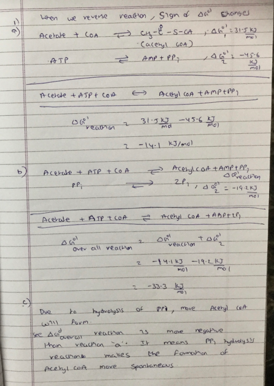 reatlon Sgn a When Changes we veverse cn--S-CAA31K tCOA Acerale me Cacen cOA) Ampt PP ATP 2 2 Acerde tASPt CoA Aceyl CoA tAmP
