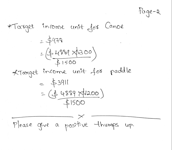 Page-2 Canoe *Target income unit for - $978 +($4889 x$300) $1500 *Target income unit for - $3911 =($ 4889 88200) $1500 paddle