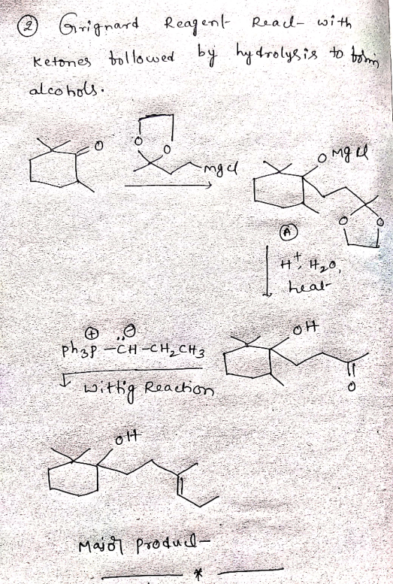 @ Grignard Reagent Real- with Ketones followed by hydrolysis to bom alcohols. ома и heal 2 ott @ Ph4P -CH-CH, CH3 I withia Re