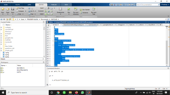 - O X Pradeep do E C . Search Documentation MATLAB R2018a HOME + G New Open Save PLOTS C Find Files 3 Compare - Print D Run S