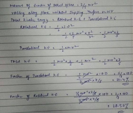 drenha of soid sphse z 2/5 Momert of dnanha of soLd sphse24 myt rolling alog pae without slipping nfere vwY 7olal kinehc Engy