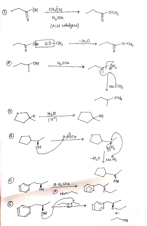 CHsH OCH3 H2 S04 (Acid catalyrea) H20 OH HOtCt 0-CH3 H2S04 OH Na SCH SCH3 H20 -OH H*) OH N8 OH2S04 Ho Nao OH + -OH