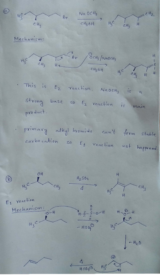No OCH₃ .CH₂ сна CH₃OH H₃ CH₂ Mechanism: I HC T o Br JOCH/NAOCHA - CH₂ He - CH₃OH HC F CH₂ H This is E2 reaction. NaOCH₃ is a