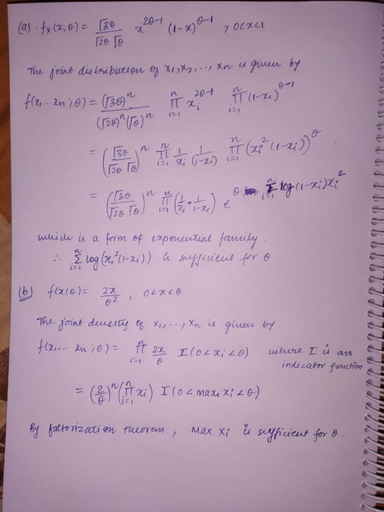 (as . fx (2; 0) = 130 T20 TO 220-1 (1-x) 01 Ocaci The joint distribution of X1, X2, .., xn is given by flrz... in 10) = (130)
