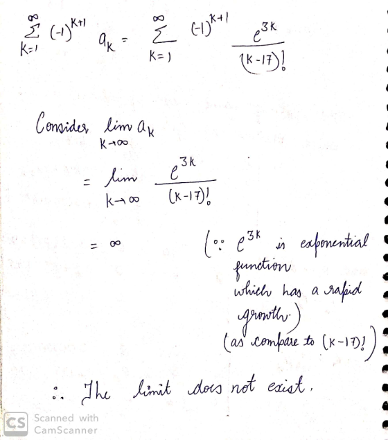 Consider lim ak ktoo cele 200 noi (3.23* in esponential en function which has a rapid growth) (as compare to (x-17) does not