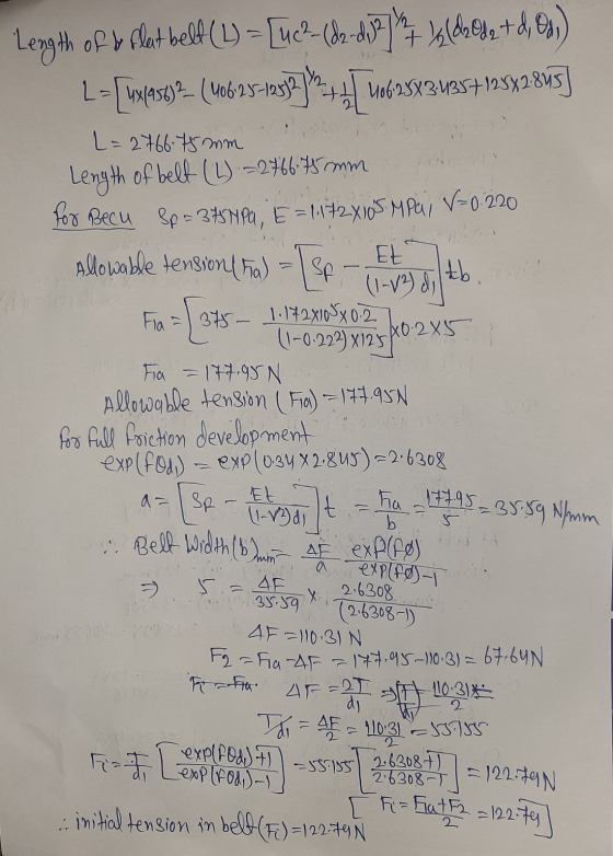Length of y flat belf (L) = [ue==(2-doba \(8@$+8,8%) -- [uryeso?- (16 29-10612_) 0-4 123 vastasy 805) L=2766-75 mm Length of