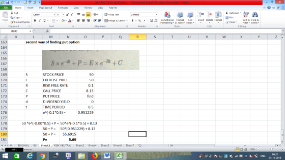 DERIVATIVES BINOMIAL - Microsoft Excel (Product Activation Failed) View Add-Ins - 2x Dr General Wrap Text Merge Merge & Cente
