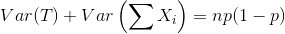 Var(T) + Var (< x; x) = np(1-2)