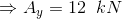 \Rightarrow A_y =12\;\;kN