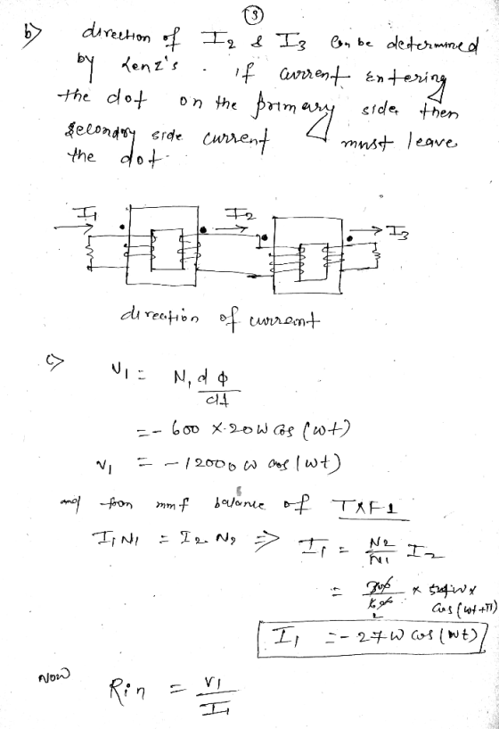 by Lenas direction of Iz & Iz Can be determined if current En Entering the dot on the prom side then Secondary side current